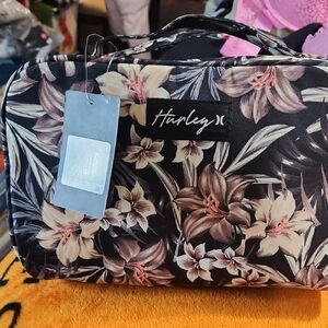 Hurley Black and Cream Floral Cosmetic Bag